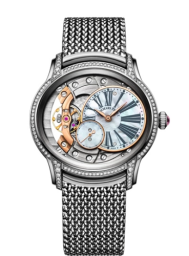 Audemars Piguet Millenary 39.5-77247BC.ZZ.1272BC.01 (White Gold Mesh Bracelet, Off-centred White MOP Roman Disc Openworked Dial, White Gold Diamond-set Bezel) (77247BC.ZZ.1272BC.01)