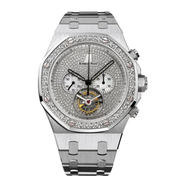 Audemars Piguet Royal Oak 44-26039BC.ZZ.1205BC.01 (White Gold Bracelet, Diamond-paved Dial, White MOP Subdials, White Gold Diamond-set Bezel)