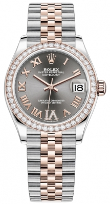Rolex Datejust 31-278381RBR (Everose Rolesor Jubilee Bracelet, VI Diamond-set Rhodium Dial, Diamond Bezel)