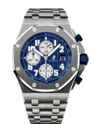 Audemars Piguet Royal Oak OffShore 42-26170TI.OO.1000TI.04 (Titanium Bracelet, Méga Tapisserie Blue Arabic Dial, Titanium Smooth Bezel) (26170TI.OO.1000TI.04)