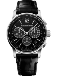Audemars Piguet Code 11.59 41-26393BC.OO.A002CR.01 (Black Alligator Leather Strap, Black-lacquered Index Dial, White Gold Smooth Bezel) (26393BC.OO.A002CR.01)