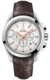 Omega Seamaster Aqua Terra 150M 44-231.13.44.50.02.001 (Brown Alligator Leather Strap, Vertical-teak Silver-toned Index Dial, Stainless Steel Bezel) (Omega 231.13.44.50.02.001)