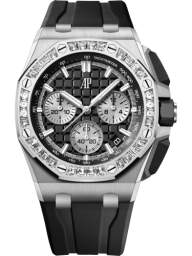 Audemars Piguet Royal Oak Offshore 43-26424BC.ZZ.D002CA.01 (Black Rubber Strap, Méga Tapisserie Black Index Dial, Baguette-cut Diamond-set Bezel) (26424BC.ZZ.D002CA.01)