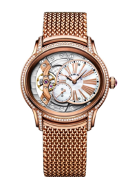 Audemars Piguet Millenary 39.5-77247OR.ZZ.1272OR.01 (Pink Gold Mesh Bracelet, Off-centred White MOP Roman Disc Openworked Dial, Pink Gold Diamond-set Bezel) (77247OR.ZZ.1272OR.01)