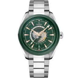 Omega Seamaster Aqua Terra 150M 43-220.30.43.22.10.001 (Stainless Steel Bracelet, World Sun-brushed Green Index Dial, Polished-brushed Green Ceramic Bezel) (Omega 220.30.43.22.10.001)