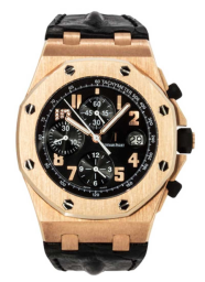 Audemars Piguet Royal Oak Offshore 42-26055OR.OO.D001CR.01 (Black Alligator Leather Strap, Black Arabic Dial, Pink Gold Smooth Bezel) (26055OR.OO.D001CR.01)