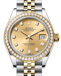 Rolex Lady-Datejust 28-279383RBR (Yellow Rolesor Jubilee Bracelet, Gold Diamond-set Champagne Dial, Diamond Bezel) (m279383rbr-0011)