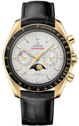 Omega Speedmaster Non-Moonwatch 44.25-304.63.44.52.02.001 (Black Alligator Leather Strap, Sun-brushed Silver Index Dial, Black Tachymeter Bezel) (Omega 304.63.44.52.02.001)