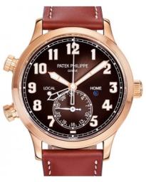 Patek Philippe Complications 42-5524R-001 (Vintage-brown Calfskin Strap, Brown Sunburst Black-gradated Arabic Dial, Rose Gold Smooth Bezel) (5524R-001)