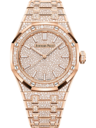 Audemars Piguet Royal Oak 37-15552OR.ZZ.1358OR.01 (Brilliant-cut Diamond Snow-set Pink Gold Bracelet, Brilliant-cut Diamond Snow-set Pink Gold Index Dial, Brilliant-cut Diamond Snow-set Bezel) (15552OR.ZZ.1358OR.01)