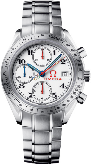 Omega Speedmaster Non-Moonwatch 40-323.10.40.40.04.001 (Stainless Steel Bracelet, White Arabic Dial, Stainless Steel Tachymeter Bezel)