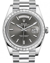 Rolex Day-Date 40-228396TBR (Platinum President Bracelet, Slate Striped Index Dial, Diamond Bezel) (m228396tbr-0023)