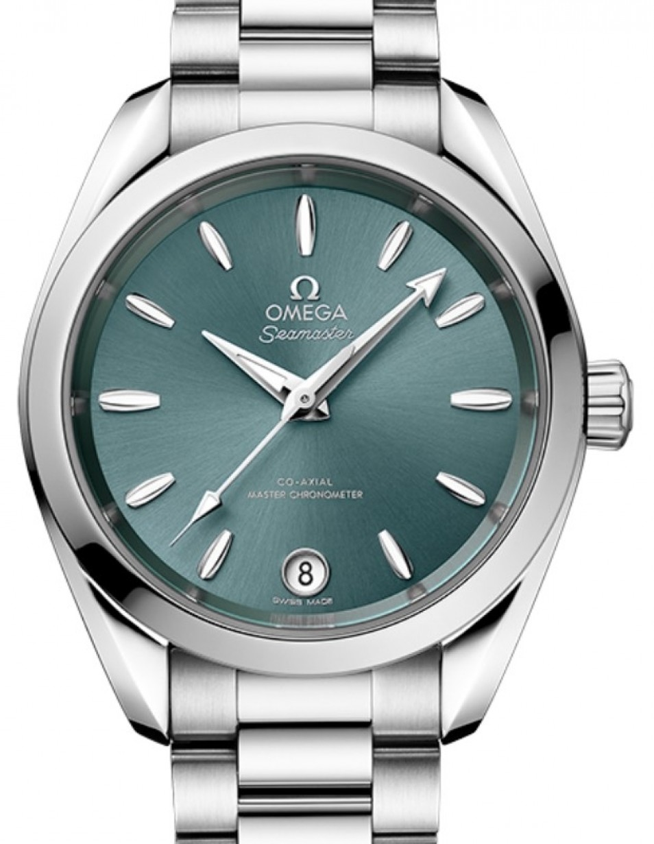 Omega Seamaster Aqua Terra 150M 34-220.10.34.20.10.001 (Stainless Steel Bracelet, Lagoon Green Sunburst Index Dial, Stainless Steel Bezel)