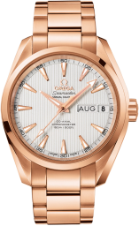 Omega Seamaster Aqua Terra 150M 38.5-231.50.39.22.02.001 (Red Gold Bracelet, Vertical-teak Silver-toned Index Dial, Red Gold Bezel) (Omega 231.50.39.22.02.001)