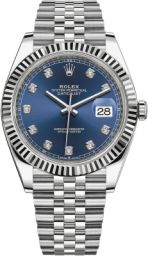 Rolex Datejust 41-126334 (Oystersteel Jubilee Bracelet, Gold Diamond-set Bright-blue Dial, Fluted Bezel) (m126334-0016)