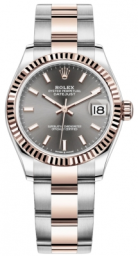 Rolex Datejust 31-278271 (Everose Rolesor Oyster Bracelet, Rhodium Index Dial, Fluted Bezel)