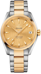 Omega Seamaster Aqua Terra 150M 38.5-231.20.39.21.08.001 (Yellow Gold & Stainless Steel Bracelet, Vertical-teak Sun-brushed Champagne Index Dial, Yellow Gold Bezel) (Omega 231.20.39.21.08.001)