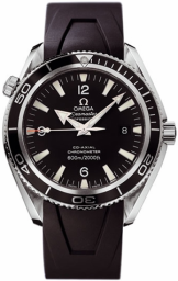 Omega Seamaster Planet Ocean 600M 42-2901.50.91 (Black Ridged Rubber Strap, Black Arabic/Index Dial, Rotating Black Ceramic Bezel) (Omega 2901.50.91)