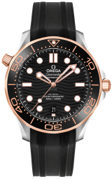 Omega Seamaster Diver 300M 42-210.22.42.20.01.002 (Black Rubber Strap, Wave-embossed Black Dot Index Dial, Rotating Black Ceramic Bezel) (Omega 210.22.42.20.01.002)