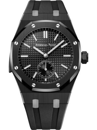 Audemars Piguet Royal Oak 42-26591CE.OO.D002CA.01 (Black Rubber Strap, Grande Tapisserie Black Index Dial, Black Ceramic Smooth Bezel)