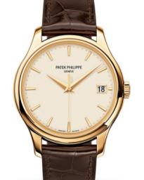 Patek Philippe Calatrava 39-5227J-001 (Shiny Chocolate-brown Alligator Leather Strap, Ivory-lacquered Index Dial, Yellow Gold Smooth Bezel) (5227J-001)
