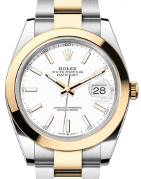 Rolex Datejust 41-126303 (Yellow Rolesor Oyster Bracelet, White Index Dial, Smooth Bezel) (m126303-0015)