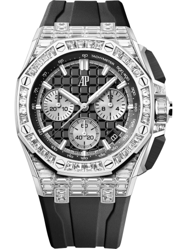 Audemars Piguet Royal Oak Offshore 43-26425BC.ZZ.D002CA.01 (Black Rubber Strap, Méga Tapisserie Black Index Dial, Baguette-cut Diamond-set Bezel)