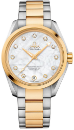 Omega Seamaster Aqua Terra 150M 38.5-231.20.39.21.55.004 (Yellow Gold & Stainless Steel Bracelet, White MOP Diamond Index Dial, Yellow Gold Bezel) (Omega 231.20.39.21.55.004)