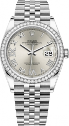 Rolex Datejust 36-126284RBR (Oystersteel Jubilee Bracelet, VI IX Gold Diamond-set Silver Dial, Diamond Bezel) (m126284rbr-0021)