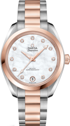 Omega Seamaster Aqua Terra 150M 34-220.20.34.20.55.001 (Stainless Steel & Sedna Gold Bracelet, White MOP Diamond Index Dial, Sedna Gold Bezel) (Omega 220.20.34.20.55.001)