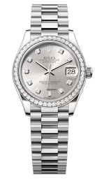 Rolex Datejust 31-278289RBR (White Gold President Bracelet, Gold Diamond-set Silver Dial, Diamond Bezel)