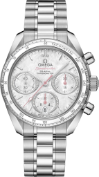 Omega Speedmaster Non-Moonwatch 38-324.30.38.50.55.001 (Stainless Steel Bracelet, White MOP Index Dial, White Tachymeter Bezel) (Omega 324.30.38.50.55.001)