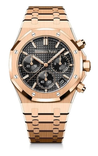 Audemars Piguet Royal Oak 41-26240OR.OO.1320OR.02 (Pink Gold Bracelet, Grande Tapisserie Black Index Dial, Pink Gold Smooth Bezel)