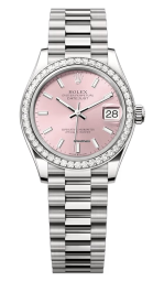 Rolex Datejust 31-278289RBR (White Gold President Bracelet, Pink Index Dial, Diamond Bezel)