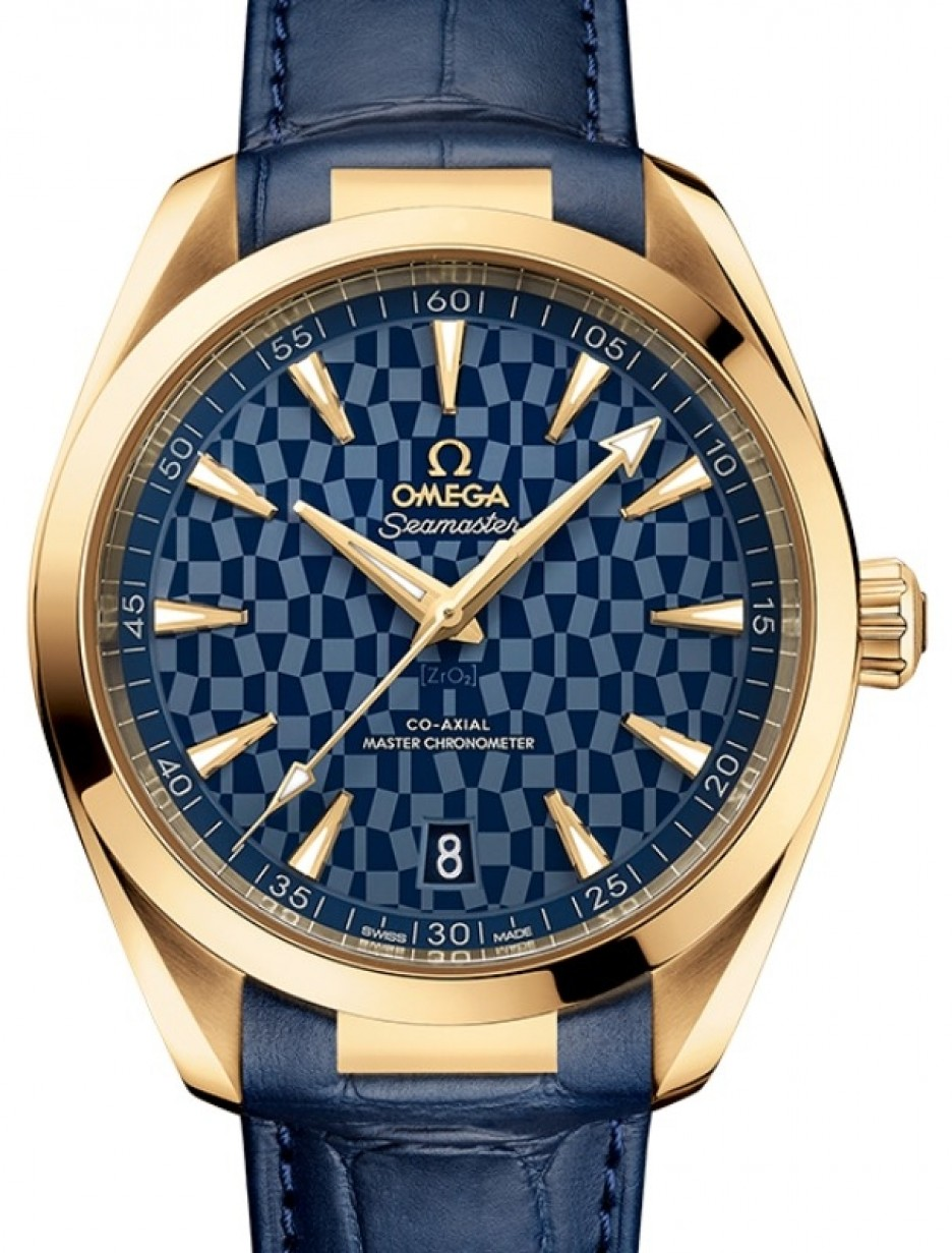 Omega Seamaster Aqua Terra 150M 41-522.53.41.21.03.001 (Blue Alligator Leather Strap, Polished Blue Ceramic Index Dial, Yellow Gold Bezel)