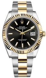 Rolex Datejust 41-126333 (Yellow Rolesor Oyster Bracelet, Bright-black Index Dial, Fluted Bezel) (m126333-0013)