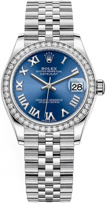 Rolex Datejust 31-278384RBR (Oystersteel Jubilee Bracelet, Bright-blue Roman Dial, Diamond Bezel)