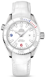 Omega Seamaster Planet Ocean 600M 37.5-522.33.38.20.04.001 (White Alligator Leather Strap, White Arabic/Index Dial, Rotating White Ceramic Bezel) (Omega 522.33.38.20.04.001)