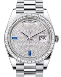 Rolex Day-Date 40-228396TBR (Platinum President Bracelet, Diamond-paved Sapphire-Diamond-set Index Dial, Diamond Bezel) (m228396tbr-0021)