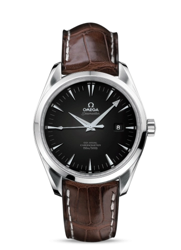 Omega Seamaster Aqua Terra 150M 42.2-2802.50.37 (Brown Alligator Leather Strap, Black Index Dial, Stainless Steel Bezel)