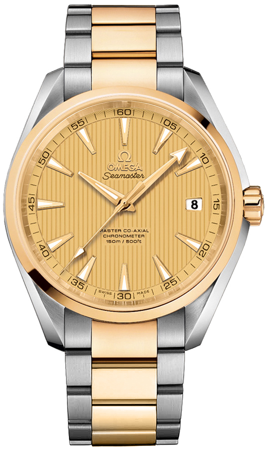 Omega Seamaster Aqua Terra 150M 41.5-231.20.42.21.08.001 (Yellow Gold & Stainless Steel Bracelet, Vertical-teak Sun-brushed Champagne Index Dial, Yellow Gold Bezel)