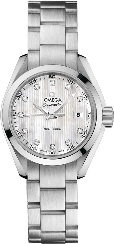 Omega Seamaster Aqua Terra 150M 30-231.10.30.60.55.001 (Stainless Steel Bracelet, Vertical-teak White MOP Diamond Index Dial, Stainless Steel Bezel)