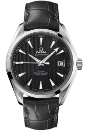 Omega Seamaster Aqua Terra 150M 41.5-231.13.42.21.06.001 (Black Alligator Leather Strap, Vertical-teak Black Index Dial, Stainless Steel Bezel) (Omega 231.13.42.21.06.001)