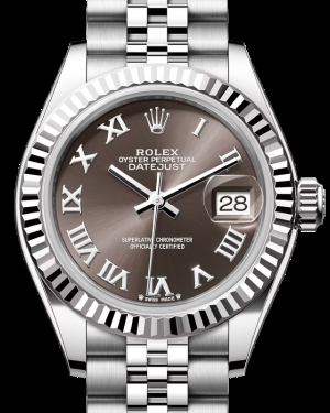 Rolex Lady-Datejust 28-279174 (Oystersteel Jubilee Bracelet, Dark-grey Roman Dial, Fluted Bezel)