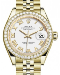 Rolex Lady-Datejust 28-279138RBR (Yellow Gold Jubilee Bracelet, White Roman Dial, Diamond Bezel) (m279138rbr-0032)