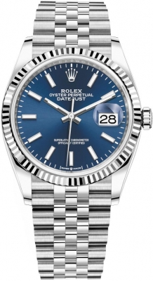 Rolex Datejust 36-126234 (Oystersteel Jubilee Bracelet, Bright-blue Index Dial, Fluted Bezel)