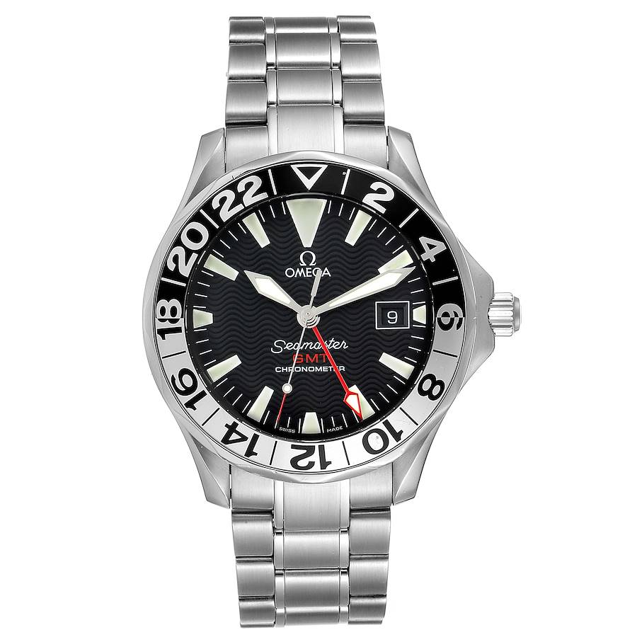 Omega Seamaster Diver 300M 41-2536.50.00 (Stainless Steel Bracelet, Wave-embossed Black Index Dial, Rotating Black/White Ceramic Bezel)