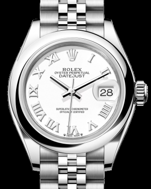 Rolex Lady-Datejust 28-279160 (Oystersteel Jubilee Bracelet, White Roman Dial, Domed Bezel)