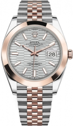 Rolex Datejust 41-126301 (Everose Rolesor Jubilee Bracelet, Silver Fluted Index Dial, Smooth Bezel) (m126301-0018)