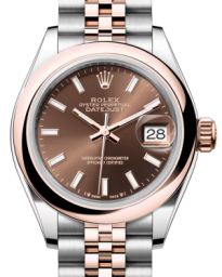 Rolex Lady-Datejust 28-279161 (Everose Rolesor Jubilee Bracelet, Chocolate Index Dial, Domed Bezel) (m279161-0017)